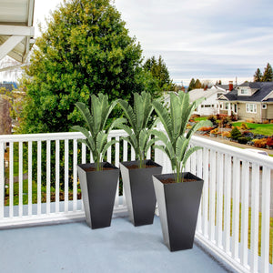 28" Tall Planters for Outdoor Plants with Drainage Hole, Set of 3 Taper Indoor Outdoor Planters, Large Plastic Garden Flower Pots for Porch, Patio, Yard, Black