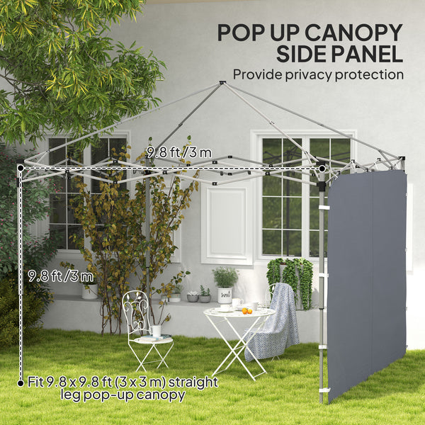Gazebo Side Panel, Canopy Sidewall Panel with 4 Mesh Bags and 2 Storage Pockets for 3 x 3 m Straight Leg Pop Up Gazebos, 1 Pack Sidewall Only, Grey
