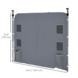 Gazebo Side Panel, Canopy Sidewall Panel with 4 Mesh Bags and 2 Storage Pockets for 3 x 3 m Straight Leg Pop Up Gazebos, 1 Pack Sidewall Only, Grey