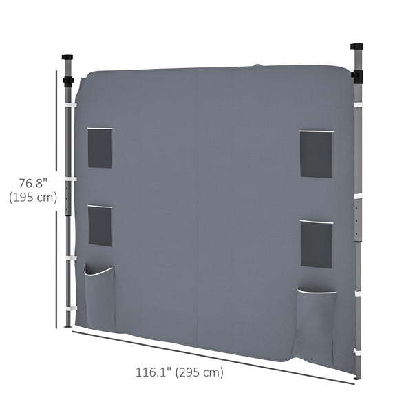 Gazebo Side Panel, Canopy Sidewall Panel with 4 Mesh Bags and 2 Storage Pockets for 3 x 3 m Straight Leg Pop Up Gazebos, 1 Pack Sidewall Only, Grey