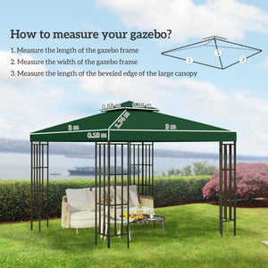 3 x 3(m) Gazebo Canopy Roof Top Replacement Cover Spare Part Dark Green (TOP COVER ONLY)