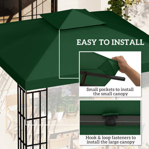 3 x 3(m) Gazebo Canopy Roof Top Replacement Cover Spare Part Dark Green (TOP COVER ONLY)