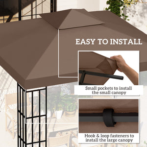 9.8' x 9.8' Square 2-Tier Gazebo Canopy Replacement Top Cover Outdoor Garden Sun Shade, Coffee
