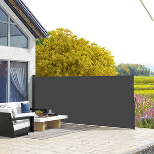 13' x 6' Retractable Side Awning, Garden Privacy Screen Divider, Full Cassette Windbreaker for Hot Tub, Balcony, Terrace, Pool, Black