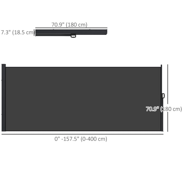 13' x 6' Retractable Side Awning, Garden Privacy Screen Divider, Full Cassette Windbreaker for Hot Tub, Balcony, Terrace, Pool, Black