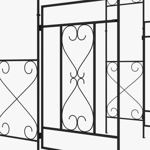 Outdoor Garden Arch with Double Gates, Metal Garden Arbor for Climbing Plants, Roses, Vines, Wedding Arch for Outdoor, 114L x 36W x 232H cm, Black