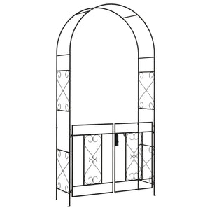 Outdoor Garden Arch with Double Gates, Metal Garden Arbor for Climbing Plants, Roses, Vines, Wedding Arch for Outdoor, 114L x 36W x 232H cm, Black