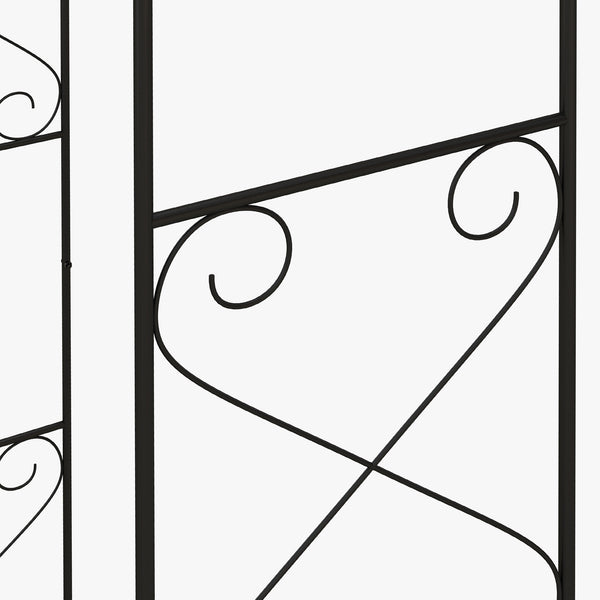7.6FT Metal Garden Arch with Gate, Garden Arbor Trellis for Climbing Plants, Roses, Vines, Wedding Arch for Outdoor Garden, Lawn, Backyard, Black