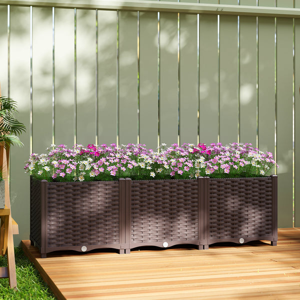Plastic Raised Garden Bed with Legs, Self Watering Elevated Planter Boxes with Drainage Holes and Plugs, Easy Assembly Outdoor Planter Box for Vegetables, Flowers, Herbs, 120 x 40 x 37 cm
