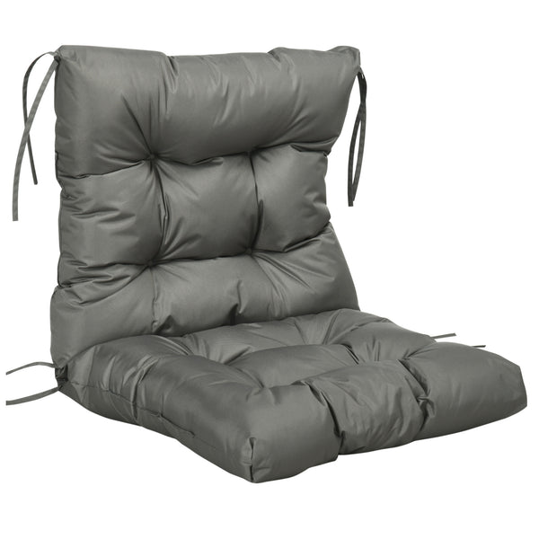 Garden Back Chair Cushion, Comfortable Patio Seat Cushion Pad with Backrest for Outdoor & Indoor Use, Light Grey