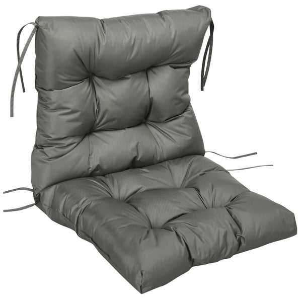 Garden Back Chair Cushion, Comfortable Patio Seat Cushion Pad with Backrest for Outdoor & Indoor Use, Light Grey