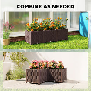Plastic Raised Garden Bed with Legs, Self Watering Elevated Planter Boxes with Drainage Holes and Plugs, Easy Assembly Outdoor Planter Box for Vegetables, Flowers, Herbs, 120 x 40 x 37 cm