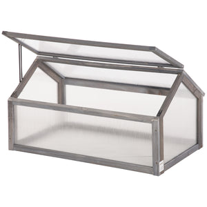 Wooden Cold Frame Greenhouse Garden Portable Raised Planter with Openable Top for Indoor, Outdoor, Flowers, Vegetables, Plants, 35.5" x 20.5" x 19.5", Grey