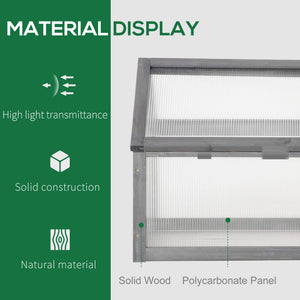 Wooden Cold Frame Greenhouse Garden Portable Raised Planter with Openable Top for Indoor, Outdoor, Flowers, Vegetables, Plants, 35.5" x 20.5" x 19.5", Grey