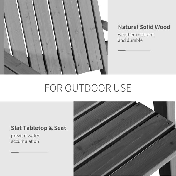 2-Seater Outdoor Wooden Bench with Middle Table and Umbrella Hole, Garden Bench for 2 Persons, Patio Loveseat with Slatted Seat and Back, Light Grey