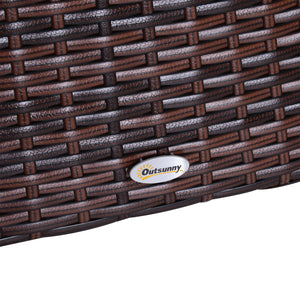 Rattan Outdoor Coffee Table, Wicker Garden Patio Bistro Side Table with Umbrella Hole and Storage Space for Balcony, Porch, Brown