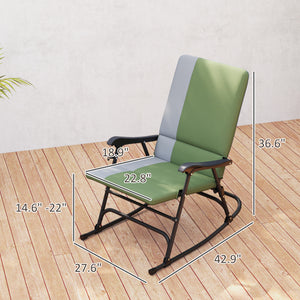 Folding Outdoor Rocking Chairs Set of 2, Oversized Outdoor Rocking Camping Chair with 400 lbs. Capacity, Wide Seat, Padded High Back for Patio, Porch, Garden, Dark Green