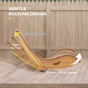 Garden Rocking Chair with Slatted Seat and High Back, Outdoor Wooden Chair with S Shape, Patio Rocker Chair, for Balcony, Outdoor, Garden, Teak