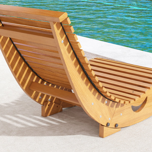 Garden Rocking Chair with Slatted Seat and High Back, Outdoor Wooden Chair with S Shape, Patio Rocker Chair, for Balcony, Outdoor, Garden, Teak