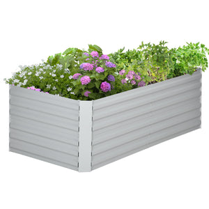 Raised Beds for Garden, Galvanised Steel Outdoor Planters with Multi-reinforced Rods for Vegetables, Plants, Flowers and Herbs, 180 x 90 x 59 cm, Light Grey