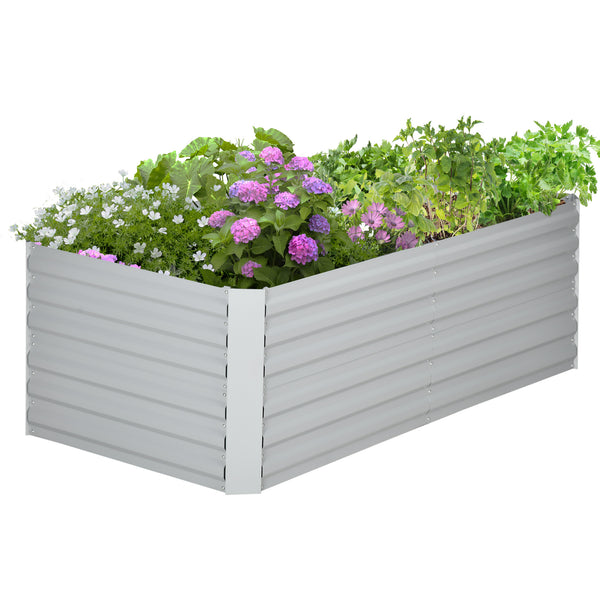 Raised Beds for Garden, Galvanised Steel Outdoor Planters with Multi-reinforced Rods for Vegetables, Plants, Flowers and Herbs, 180 x 90 x 59 cm, Light Grey