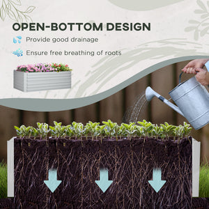 Raised Beds for Garden, Galvanised Steel Outdoor Planters with Multi-reinforced Rods for Vegetables, Plants, Flowers and Herbs, 180 x 90 x 59 cm, Light Grey