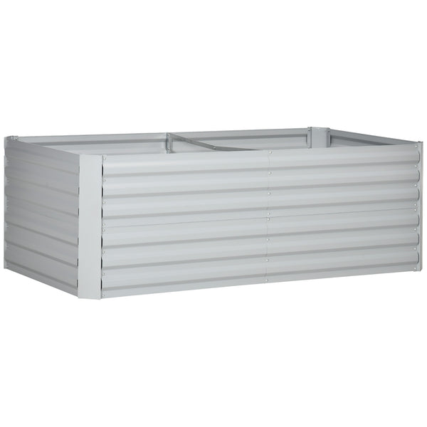 Raised Beds for Garden, Galvanised Steel Outdoor Planters with Multi-reinforced Rods for Vegetables, Plants, Flowers and Herbs, 180 x 90 x 59 cm, Light Grey