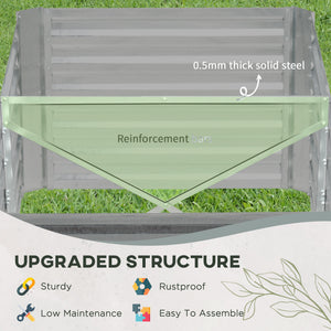 Raised Beds for Garden, Galvanised Steel Outdoor Planters with Multi-reinforced Rods for Vegetables, Plants, Flowers and Herbs, 180 x 90 x 59 cm, Light Grey