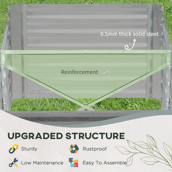 Raised Garden Bed, 6' x 3' x 2' Galvanized Steel Planters for Outdoor Plants with Multi-reinforced Rods for Vegetables, Flowers and Herbs, Light Grey