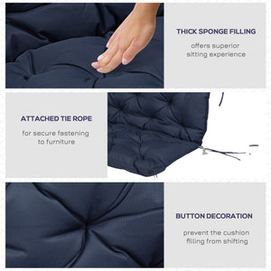 2 Seater Garden Bench Cushions, Thick Outdoor Non-Slip 2 Seater Soft Pad With Backrest for Garden Patio, 52" x 43" x 4", Navy Blue
