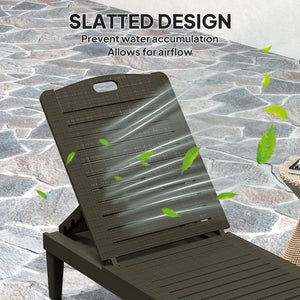 Outdoor Chaise Lounge Chairs Set of 2, Waterproof Resin Reclining Chaise Loungers with 4-Position Adjustable Backrest, Sun Tanning Chair Set for Backyard, Beach, Black