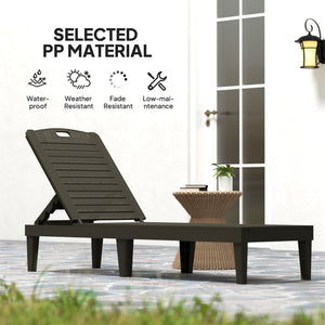 Outdoor Chaise Lounge Chairs Set of 2, Waterproof Resin Reclining Chaise Loungers with 4-Position Adjustable Backrest, Sun Tanning Chair Set for Backyard, Beach, Black