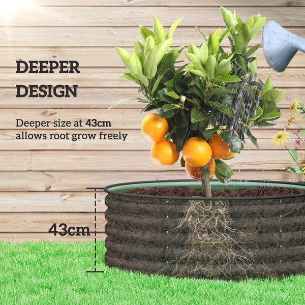 Galvanised Raised Garden Bed with Safety Edging, Outdoor Raised Planter Box with Gloves and Open Bottom, Metal Raised Bed for Flowers, Vegetables and Herbs, 120 x 120 x 43cm, Light Green