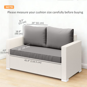 2 Seater Outdoor Seat Cushions with Backrest, Loveseat Double Sofa Outdoor Furniture Cushions, Fade-Resistant Replacement Patio Cushions for Indoor and Outdoor, Light Grey