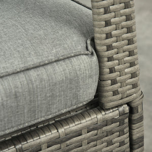 Outdoor Wicker Rocking Chair with Cushion, Patio PE Rattan Recliner Chair with Adjustable Footrest, Armrests, Mixed Grey