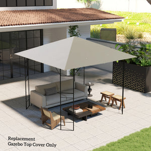 3 x 3(m) Gazebo Canopy Replacement Cover, Garden Gazebo Roof Replacement with Drain Holes, Water Resistant Plastic Coating, 370g/㎡, UPF30+, TOP COVER ONLY, Grey