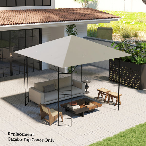 3 x 3(m) Gazebo Canopy Replacement Cover, Garden Gazebo Roof Replacement with Drain Holes, Water Resistant Plastic Coating, 370g/㎡, UPF30+, TOP COVER ONLY, Grey