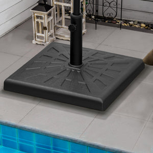 20" Resin Patio Umbrella Base, 42 lb Heavy Duty Outdoor Umbrella Stand, Square Market Umbrella Holder for Garden, Backyard, Black