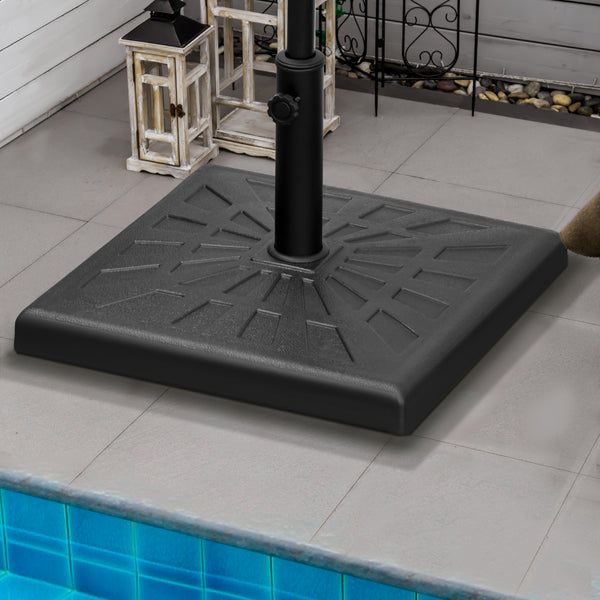 20" Resin Patio Umbrella Base, 42 lb Heavy Duty Outdoor Umbrella Stand, Square Market Umbrella Holder for Garden, Backyard, Black