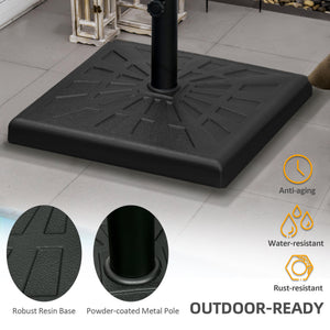 20" Resin Patio Umbrella Base, 42 lb Heavy Duty Outdoor Umbrella Stand, Square Market Umbrella Holder for Garden, Backyard, Black