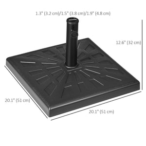 20" Resin Patio Umbrella Base, 42 lb Heavy Duty Outdoor Umbrella Stand, Square Market Umbrella Holder for Garden, Backyard, Black