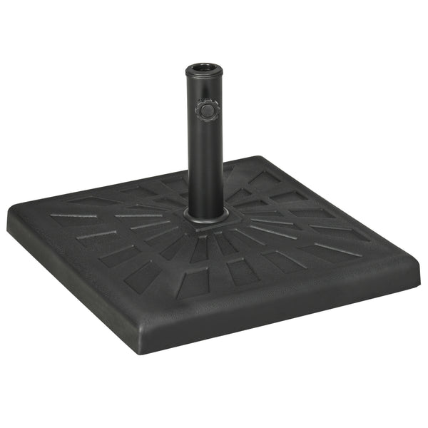20" Resin Patio Umbrella Base, 42 lb Heavy Duty Outdoor Umbrella Stand, Square Market Umbrella Holder for Garden, Backyard, Black