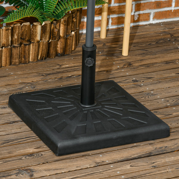 20" Resin Patio Umbrella Base, 42 lb Heavy Duty Outdoor Umbrella Stand, Square Market Umbrella Holder for Garden, Backyard, Black