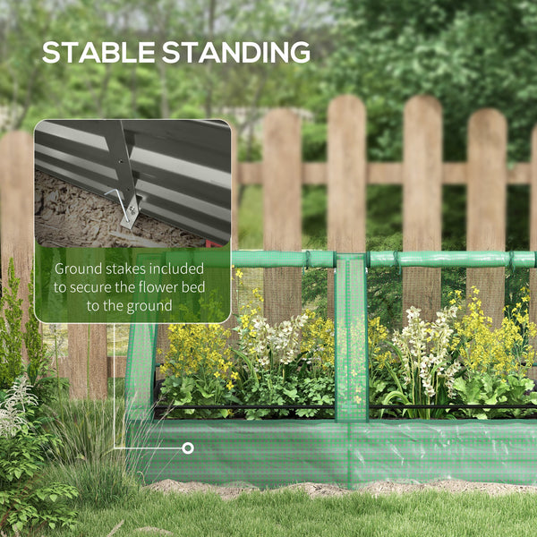 Raised Garden Bed with Mini Greenhouse, Outdoor Metal Planter Box with Cover, for Herbs and Vegetables, Use for Patio, Garden, Balcony, Green and Dark Grey