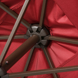 6.5x10ft Patio Umbrella Rectangle Solar Powered Tilt Aluminum Outdoor Market Parasol with LEDs Crank (Wine Red)