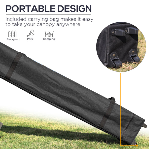 20' x 10' Pop Up Canopy Tent Instant Folding Shelter Gazebo with Removable Sidewalls, 6 Windows, 4 Sand Weights Bags and Carrying Bag, Black
