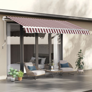 11' x 10' Retractable Awning Fabric Replacement Outdoor Sunshade Canopy Awning Cover, UV Protection, Red and White