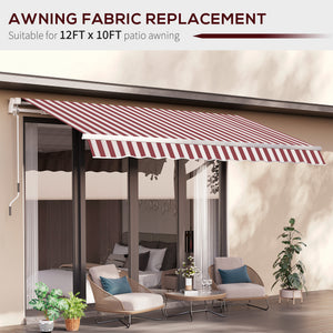 11' x 10' Retractable Awning Fabric Replacement Outdoor Sunshade Canopy Awning Cover, UV Protection, Red and White