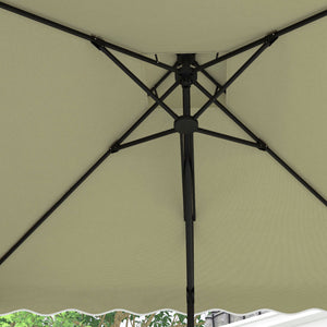 2.5m Cantilever Parasol with Easy Lever, Square Double Top Garden Parasol Umbrella with Ruffles and Cross Base, Overhanging Outdoor Sun Shades, Beige