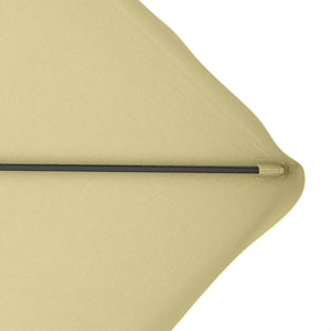 2.5m Cantilever Parasol with Easy Lever, Square Double Top Garden Parasol Umbrella with Ruffles and Cross Base, Overhanging Outdoor Sun Shades, Beige